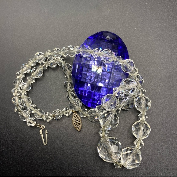 Vintage Crystal Faceted Beads On Chain - Picture 1 of 11